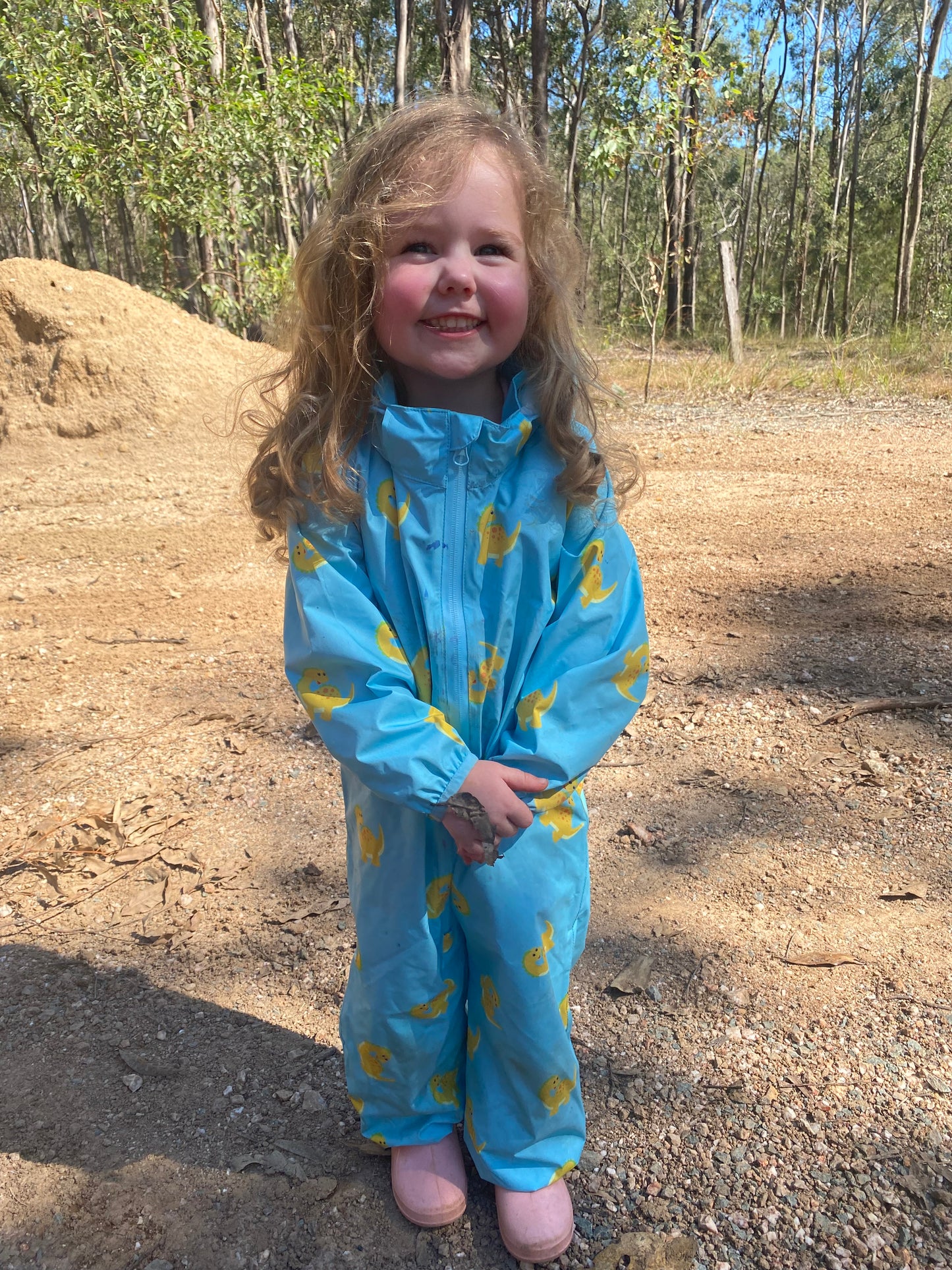 Blue Dinosaur print Puddlesuit Size 2